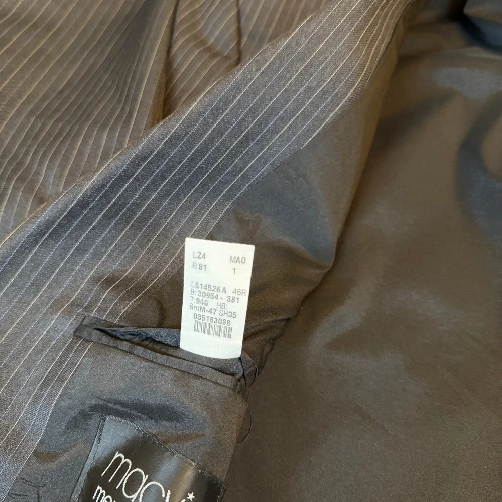 Lauren Ralph Lauren Pinstripe Suit Jacket Mens 46‎ Regular Gray Blue Wool Blazer